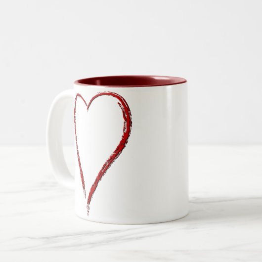 Einfache Herz-Tasse Zweifarbige Tasse (Vorderseite Links)