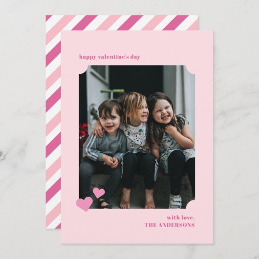 Einfache Herz-Ticket Rahmen Valentine Fotokarte Einladung (Vorne/Hinten)