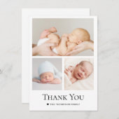Einfache Herz Typografie Foto Grid Baby Boy Dankeskarte (Vorne/Hinten)