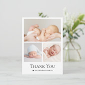 Einfache Herz Typografie Foto Grid Baby Boy Dankeskarte (Stehend Vorderseite)