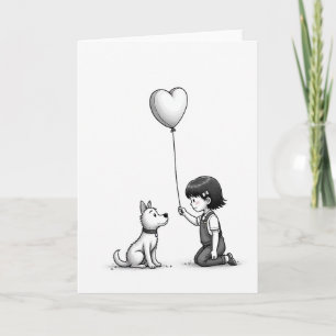 Einfache Herzballon-Haustier-Liebekarte Karte