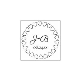 Einfache Herzen Elegantes Skript Mit Monogramm Hoc Gummistempel