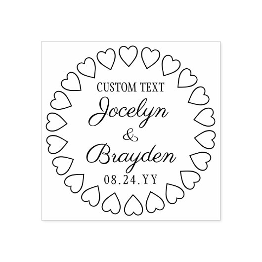 Einfache Herzen Hochzeit Danke oder Save the Date Gummistempel (Prägung)