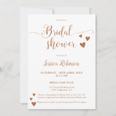 Einfache Herzen Terracotta Drehbuch chic Brautpart Einladung (Vorderseite)