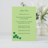 Einfache Herzen und Kleeblatt Grün laden ein Einladung (Stehend Vorderseite)