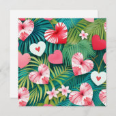 Einfache Herzen und tropisches Blattwerk Feiertagskarte (Vorne/Hinten)