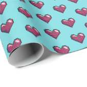 Einfache Herzform Red Pixel Art Muster Geschenkpapier (Rolleneckpunkt)