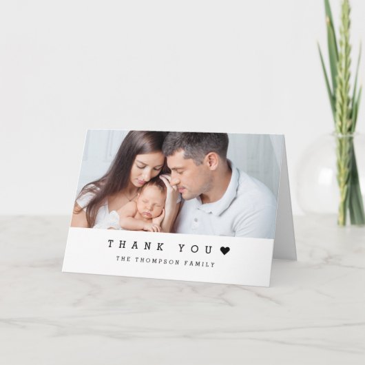 Einfache Herzklopfen Foto Dusche Dankeskarte (Vorderseite)