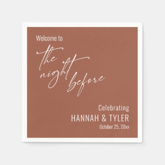 Einfache Herzlich willkommen bei der Nacht vor der Serviette (Vorderseite)