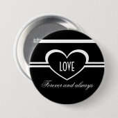Einfache Herztaste, Schwarz und Weiß Button (Vorne & Hinten)