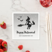 Einfache Hexe auf einem schwarz-weißen Halloween Serviette (Beispiel)