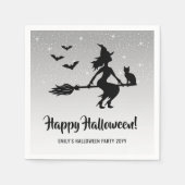 Einfache Hexe auf einem schwarz-weißen Halloween Serviette (Vorderseite)