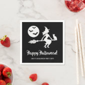 Einfache Hexe auf einem schwarz-weißen Halloween Serviette (Beispiel)