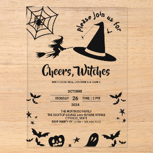 Einfache Hexenhüte Erwachsenenkostüm Halloween-Par Acryleinladungen