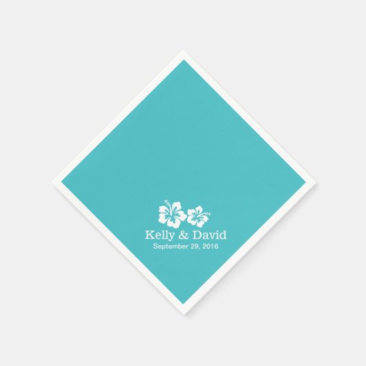 Einfache Hibiskus-Blume Türkis Hochzeit Serviette (Ecke)