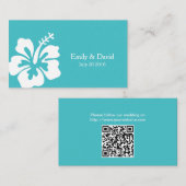 Einfache Hibiskus Türkis Hochzeitswebsite Beilage Begleitkarte (Vorne/Hinten)