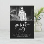 Einfache High School Card Schwarz/Weiß Einladung (Stehend Vorderseite)