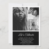 Einfache High School Card Schwarz/Weiß Einladung (Rückseite)