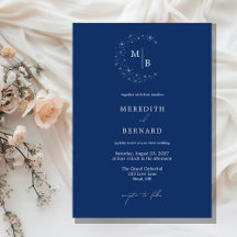 Einfache himmlische elegante blaue Monogramm-Hochz