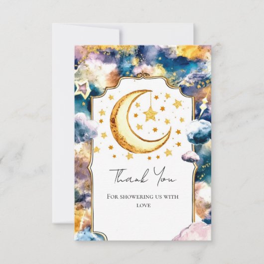 Einfache Himmlische Star Celestial Baby Dusche Dankeskarte (Vorderseite)