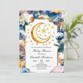 Einfache Himmlische Star Celestial Baby Dusche Einladung (Stehend Vorderseite)