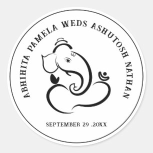 Einfache hinduistische Hochzeit Ganesha Runder Aufkleber