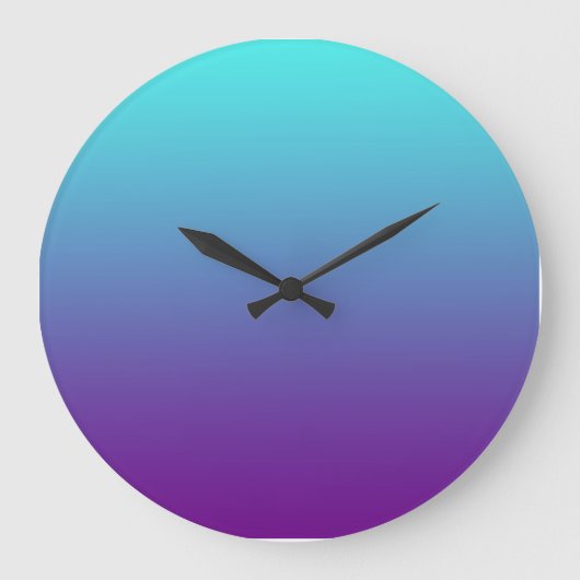 Einfache Hintergrundfarbe Türkis Blau Lila Große Wanduhr (Vorderseite)