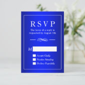 Einfache, hoch entwickelte Royal Blue Wedding RSVP (Stehend Vorderseite)