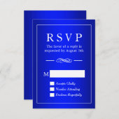Einfache, hoch entwickelte Royal Blue Wedding RSVP (Vorne/Hinten)