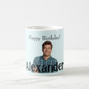Einfache Hochladen von Foto-Add-Name Happy Geburts Kaffeetasse