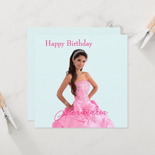 Einfache Hochladen von Foto-Add-Name Happy Geburts Karte (Vorderseite/Rückseite Beispiel)