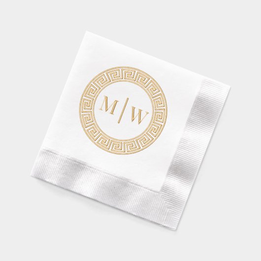 Einfache Hochzeit 2 erste Monogramm VS griechische Servietten Mit Folie (Links)