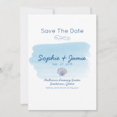 Einfache Hochzeit am Aquarellstrand Save the Date (Vorderseite)