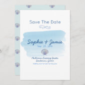 Einfache Hochzeit am Aquarellstrand Save the Date (Vorne/Hinten)