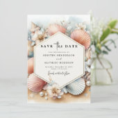 Einfache Hochzeit am digitalen Strand Save The Date (Stehend Vorderseite)