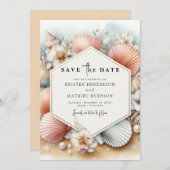 Einfache Hochzeit am digitalen Strand Save The Date (Vorne/Hinten)
