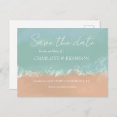 Einfache Hochzeit am Meer Save the Date Ankündigungspostkarte (Vorne/Hinten)