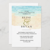 Einfache Hochzeit am modernen Strand Einladung (Vorne/Hinten)