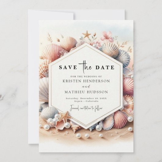 Einfache Hochzeit am modernen Strand Save The Date (Vorderseite)