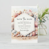 Einfache Hochzeit am modernen Strand Save The Date (Stehend Vorderseite)