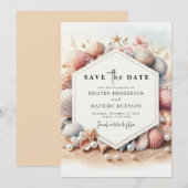 Einfache Hochzeit am modernen Strand Save The Date (Vorne/Hinten)
