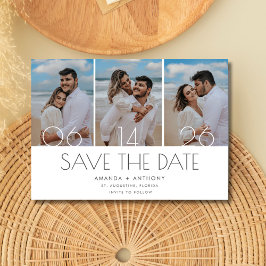 Einfache Hochzeit am Strand mit drei Fotos Save The Date