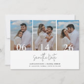 Einfache Hochzeit am Strand mit drei Fotos Save The Date (Vorderseite)