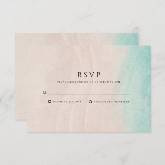 Einfache Hochzeit am Strand RSVP Karte (Vorne/Hinten)