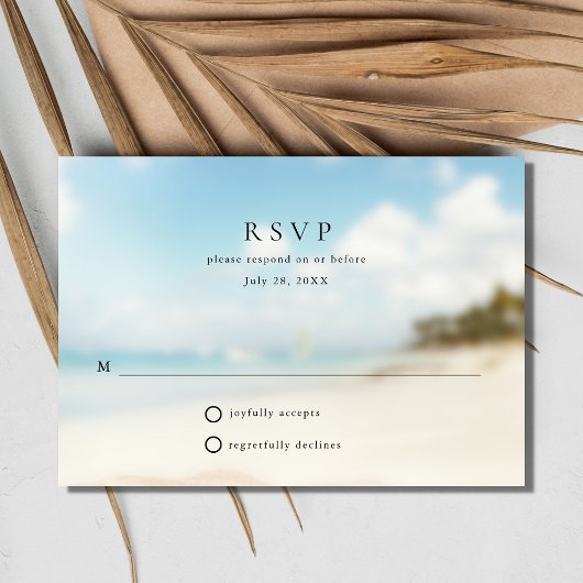 Einfache Hochzeit am Strand RSVP Karte