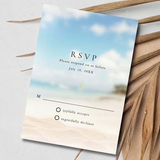 Einfache Hochzeit am Strand RSVP Karte