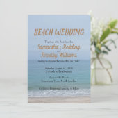 Einfache Hochzeit am Strand von Serene Ocean Einladung (Stehend Vorderseite)