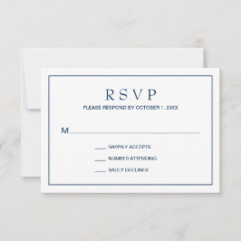 Einfache Hochzeit an der blauen Grenze RSVP Karte