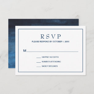 Einfache Hochzeit an der blauen Grenze RSVP Karte