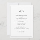 Einfache Hochzeit an der Schwarz-weißen Grenze Einladung (Vorderseite)